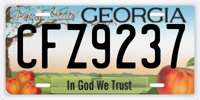GA license plate CFZ9237