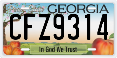 GA license plate CFZ9314