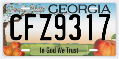 GA license plate CFZ9317