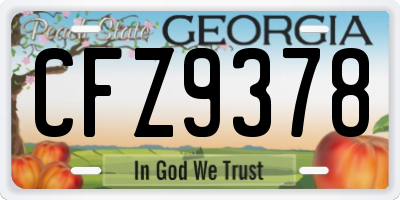 GA license plate CFZ9378