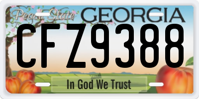 GA license plate CFZ9388