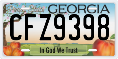 GA license plate CFZ9398