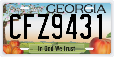 GA license plate CFZ9431