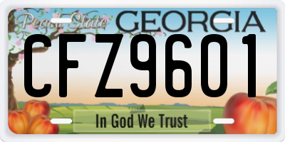 GA license plate CFZ9601