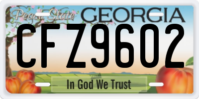 GA license plate CFZ9602