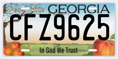GA license plate CFZ9625