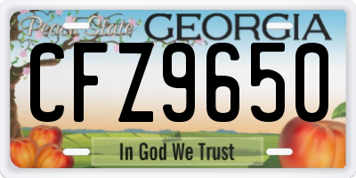 GA license plate CFZ9650