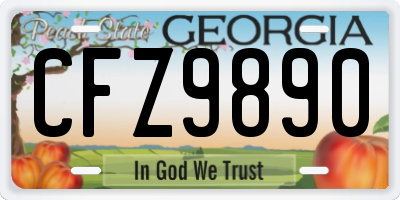 GA license plate CFZ9890
