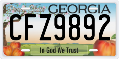 GA license plate CFZ9892