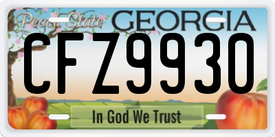 GA license plate CFZ9930