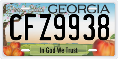 GA license plate CFZ9938