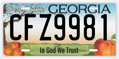 GA license plate CFZ9981