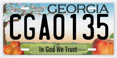 GA license plate CGA0135