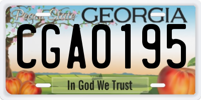 GA license plate CGA0195