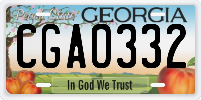 GA license plate CGA0332