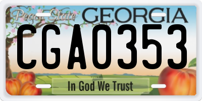 GA license plate CGA0353