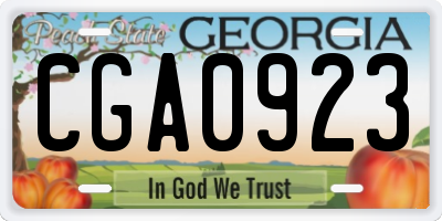 GA license plate CGA0923