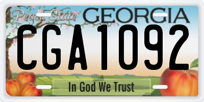 GA license plate CGA1092