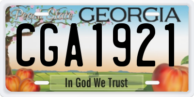 GA license plate CGA1921