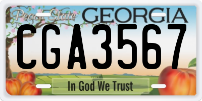 GA license plate CGA3567