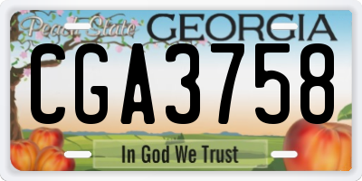GA license plate CGA3758