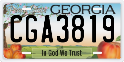 GA license plate CGA3819