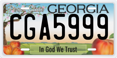 GA license plate CGA5999