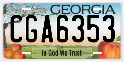 GA license plate CGA6353