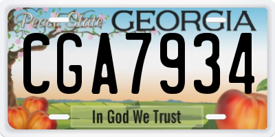 GA license plate CGA7934