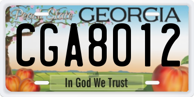 GA license plate CGA8012