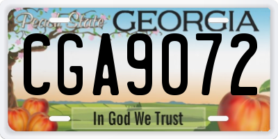 GA license plate CGA9072