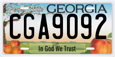 GA license plate CGA9092