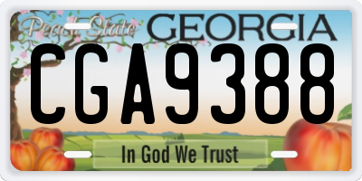 GA license plate CGA9388