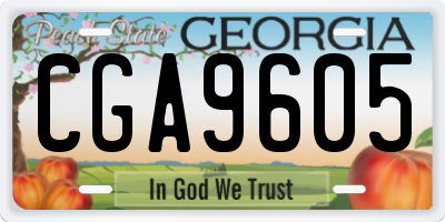 GA license plate CGA9605