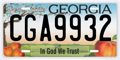 GA license plate CGA9932