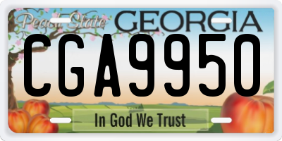 GA license plate CGA9950