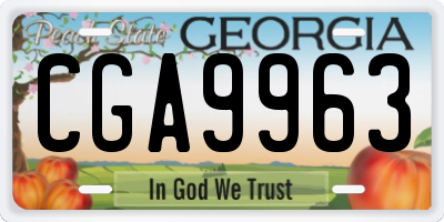 GA license plate CGA9963