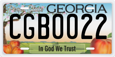 GA license plate CGB0022