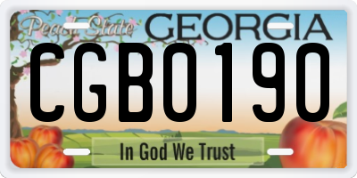 GA license plate CGB0190