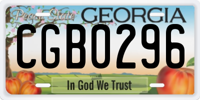 GA license plate CGB0296
