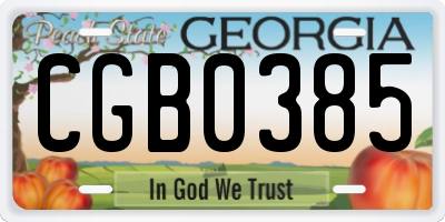 GA license plate CGB0385