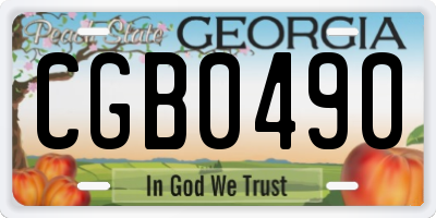 GA license plate CGB0490