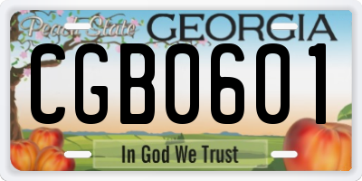 GA license plate CGB0601