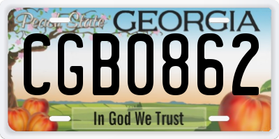 GA license plate CGB0862