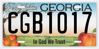 GA license plate CGB1017