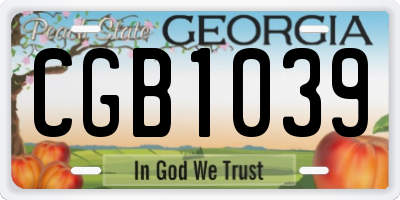 GA license plate CGB1039