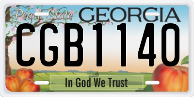 GA license plate CGB1140