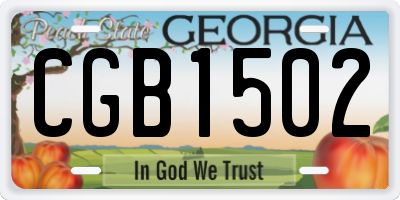 GA license plate CGB1502