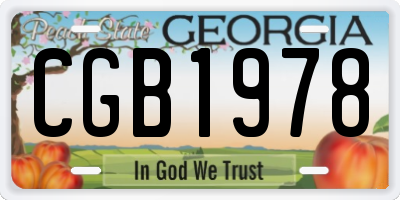 GA license plate CGB1978