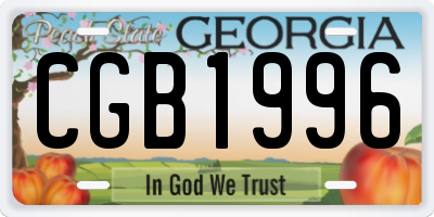 GA license plate CGB1996
